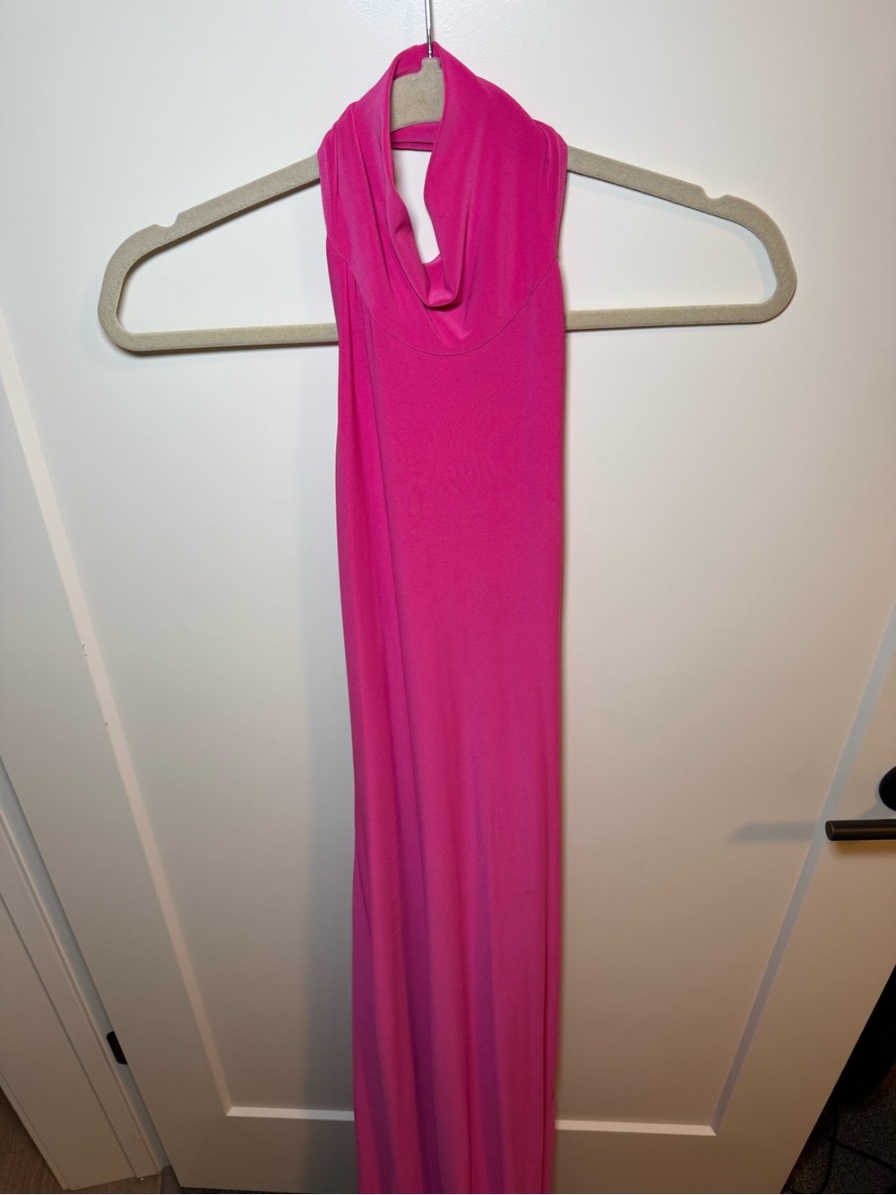 Norma Kamali Hot Pink Cowl Neck Maxi Dress